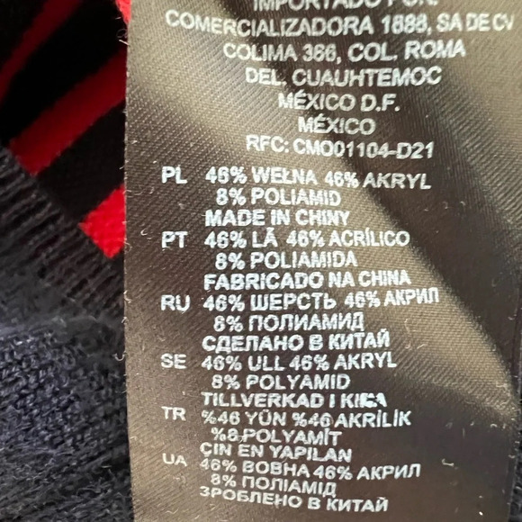 Sandro Stripped Red Black Crew Neck Wool Blend Sweater Sz Small S - Picture 9 of 10